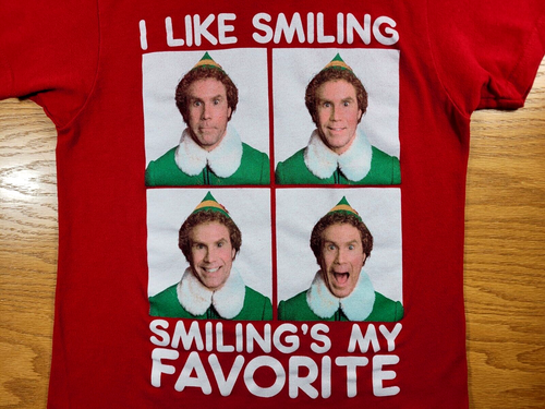 Elf T-Shirt Youth Small Red White Kids Christmas Will Ferrell Movie Holiday Tee - Picture 2 of 6