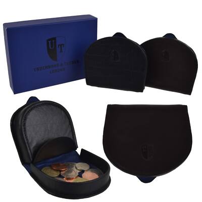Herren Leder Münzfach Kleingeld Geldbörse von Underwood & Tanner London Geschenkbox