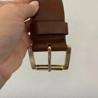 Vintage Michael Kors Brown Leather Thick Belt Gold Hardware  display picture 3