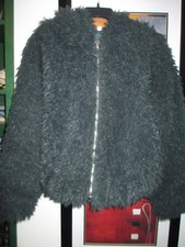 Cute n versatile faux fur jacket by GUESS,deep forest color,size S nwt hood