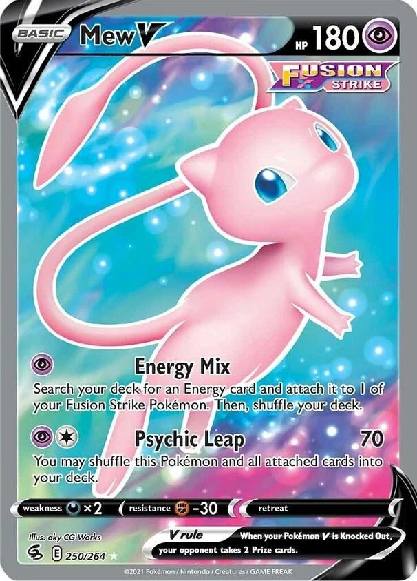 Mew V - 250/264 - Pokemon Fusion Strike Sword & Shield Full Art Rare Card NM