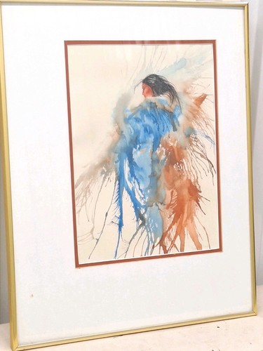 Vintage Original Watercolor 9x13 Painting IN TUNE WITH NATURE Framed Signed - Picture 13 of 15