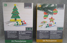 New/Set of 2/Crelando Christmas Wood Craft Kits/ Christmas Tree & 4 Ornaments