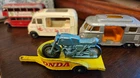 LESNEY MATCHBOX 38-C HONDA MOTORCYCLE & TRAILER, VW Camper 34, Canteen 47, Bus 5
