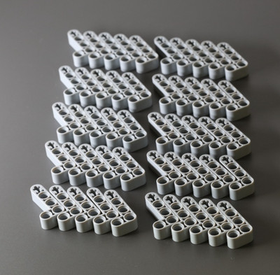 LEGO Technic: 50x Liftarm Modified Bent 2 x 4, Light Bluish Gray