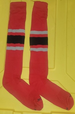 TCK Red, Black, and Gray Striped Baseball Socks - Adult XL