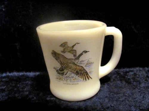 Vintage Fire King Oven Ware Canada Goose Milk Glass 8 oz. Coffee Cup