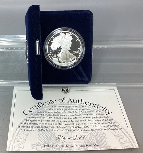 1995 P Proof American Silver Eagle - With Box & CoA