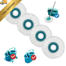 4 Pack Spin Mop Heads Replacement Compatible with Leifheit Clean White