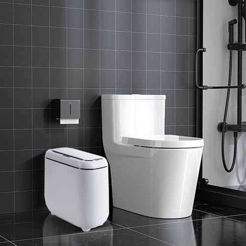 3.7 Gallon Smart Bathroom Trash Can, Touchless Motion Sensor Garbage Can with...