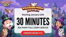 Monopoly go   EVENT Partners -Wizarding World- 30 Min - MAX   January 13th