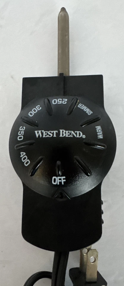 Pote de fondue West Bend elétrico 3 quartos com tampa vermelha 1000 W testado funciona vintage - Imagem 3 de 4