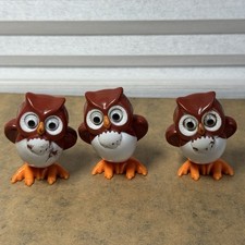 Vintage Used Tomy Galoob 1980s Zoo Animal Owl Mini Wind Up Toy Lot of 3 Rare