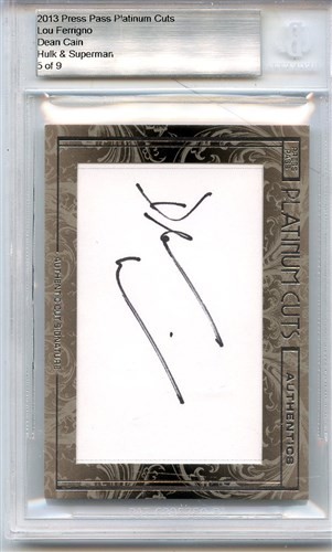 2013 PRESS PASS PLATINUM CUTS LOU FERRIGNO DEAN CAIN HULK & SUPERMAN 5 OF 9 - Picture 2 of 2