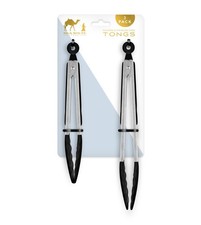 Stainless Steel & Black Silicone Pack of 2 (9" & 12") Tongs by Silk Route Home