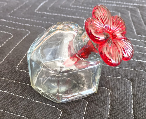 Parasol Glass Hummingbird Feeder, Clear with Red Flower
