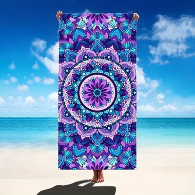 Sand-Resistant Microfiber Beach Towel Highly Absorbent Ideal for Swimming