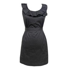 J. Crew Dress Ruffle Neckline Sleeveless Tie-Waist Sheath Cotton Gray Women’s 4