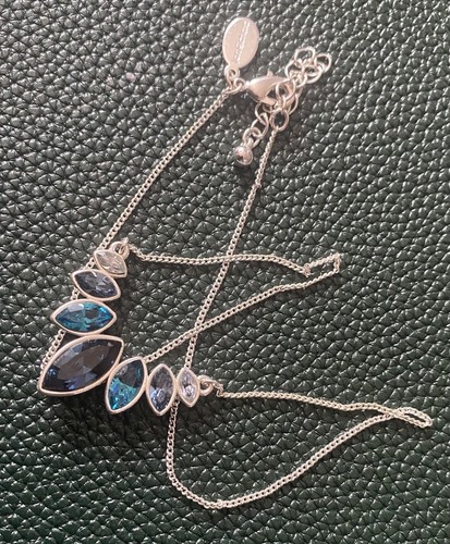 Jon Richard Silver Tone Necklace With 7 Coloured Blue Stones. 40 cm In Length