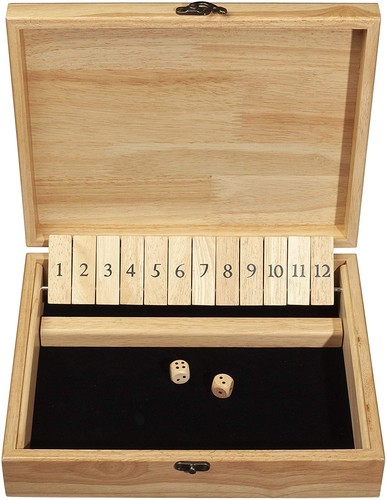 WE Games Board Game with Dice, 12 Numbers, in Natural Wood Box with Lid - Picture 5 of 10