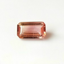 Bi Color Tourmaline Emerald Shape Faceted Natural Untreated Gemstone 1.45 Carat