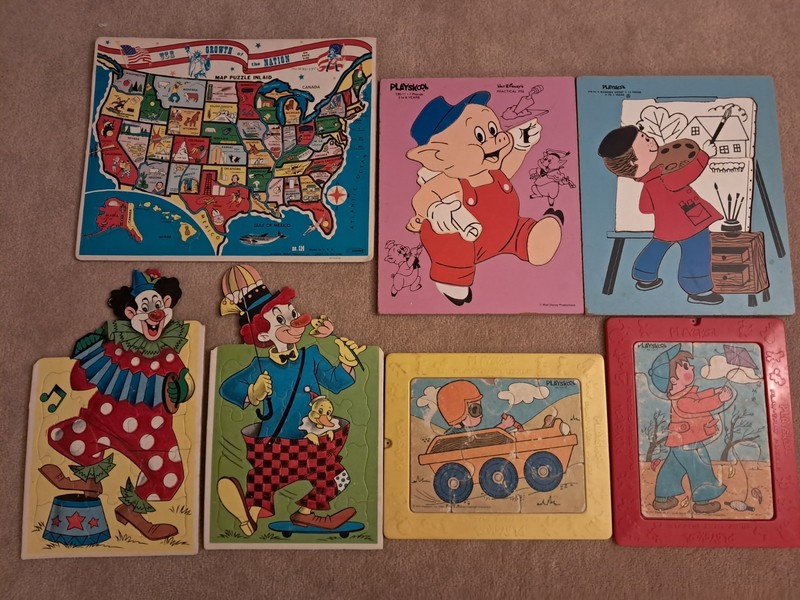 1970 Vintage playskool Disney puzzles clowns kite United States