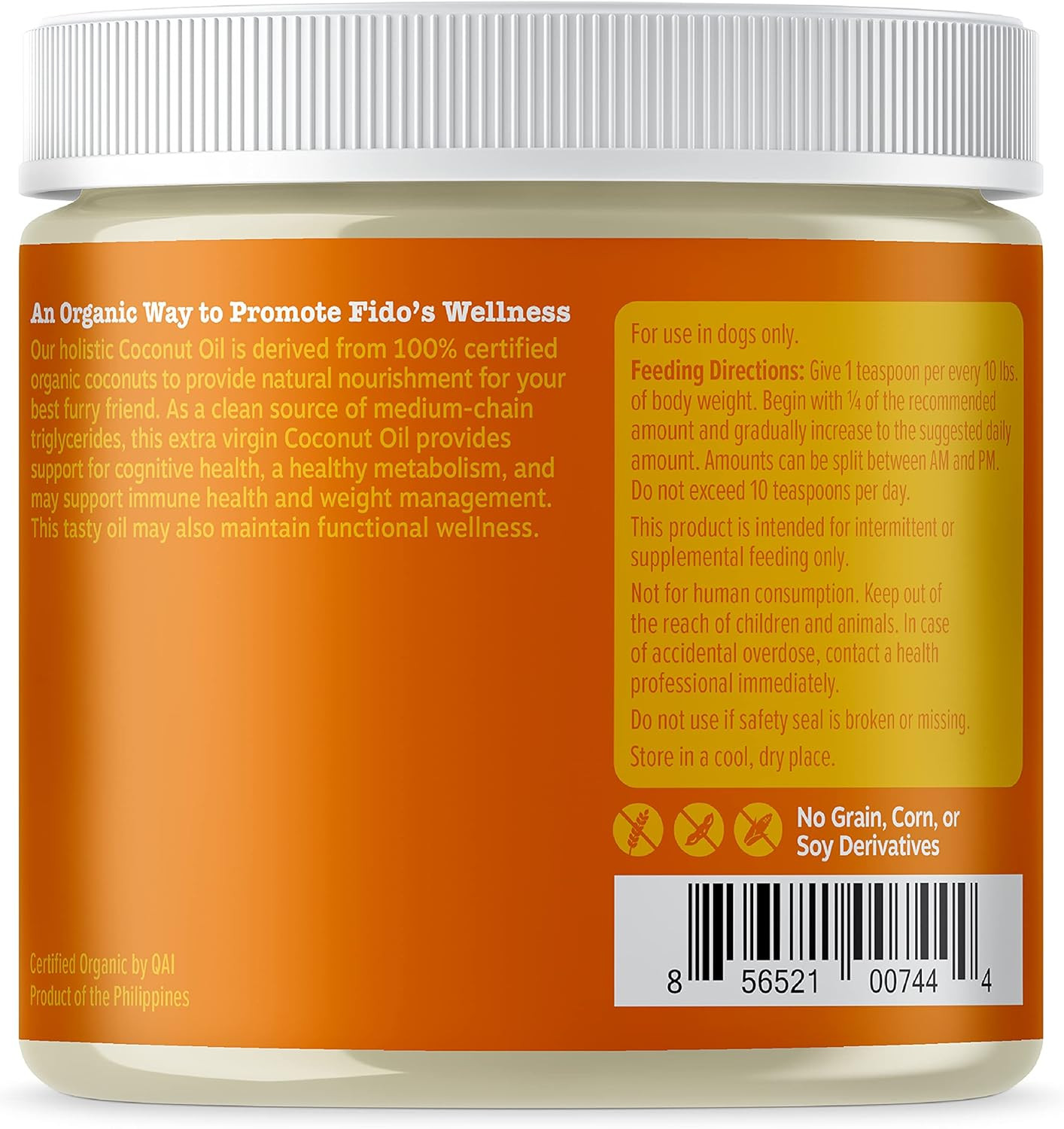 Coconut Oil for Dogs - Certified Organic & Virgin Superfood Supplement - Digesti