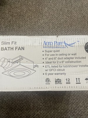 Aero Pure AP120H-SL-W Designer Series Humidity Sensor LED Light Bath Fan White