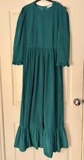 By Iris Fashion SHAE Turquoise Teal Corduroy Maxi Prairie Style Dress Size S VGC