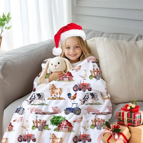 Manta de bebé de animales de granja, manta neutral para bebé de granero de granja para niño  Foto 4 de 4