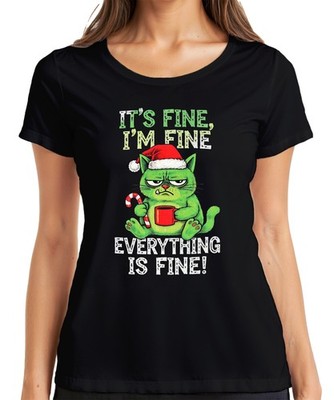 It's fine I'm fine everything is fine grumpy cat lustig weihnachten Damen T-Shir