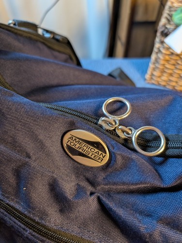 American Tourister Navy Blue Travel Duffle Bag Carry On Gym Weekender Pockets