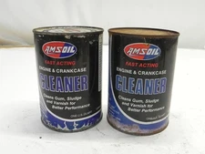 VINTAGE AMSOIL ENGINE & CRANKCASE CLEANER LOT OF 2 1 QUART CANS EMPTY PRE-OWNED 