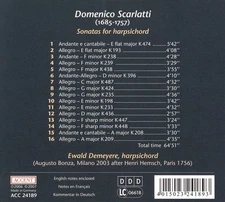 EWALD DEMEYERE DOMENICO SCARLATTI: SONATAS FOR HARPSICHORD NEW CD