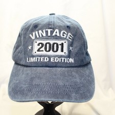 Vintage 2001 Limited Edition Distressed Denim Strap Back 100 Cotton Cap Hat