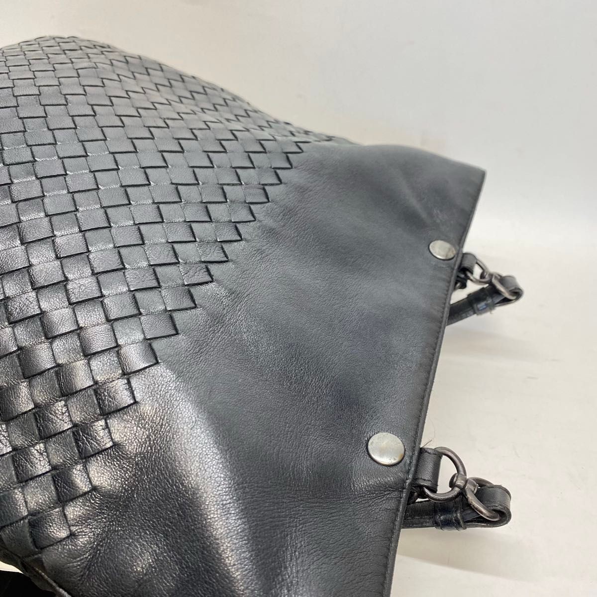 Bottega Veneta Intrecciato Tote Bag Black Leather Used thumbnail 9