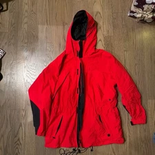 Marlboro Adventure Team Red Hooded Parka Jacket Men's Size L Mid-Length