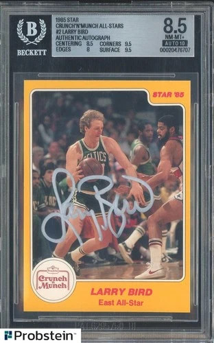 Larry Bird HOF Signed 1985 Star Crunch'N'Munch All-Stars BGS 8.5 w/ AUTO 10