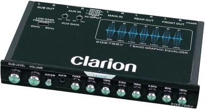 Clarion EQS755V 7-Band Car Audio 1/2-DIN Size Car Graphic Equalizer/Crossover wi