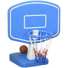 Outsunny Pool Basketball Hoop Poolside with Ball, Pump, Blue