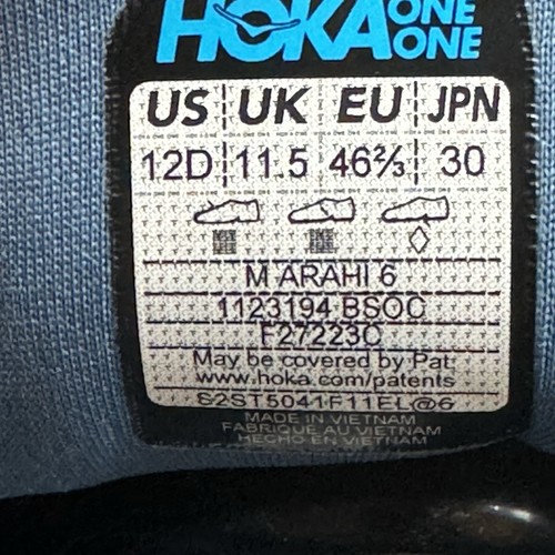 HOKA ONE ONE Arahi 6 Men Size 12D Blue Running Walking Shoes Sneakers - Picture 12 of 12