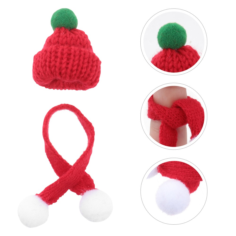 20 Pcs Mini Scarf Knitted Hat Xmas Supplies Tiny Christmas Hats Santa Beanie