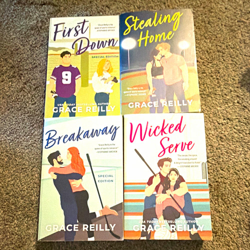 Grace Reilly 4 Paperback Sports Romance Novels Lot: First Down, Breakaway & More
