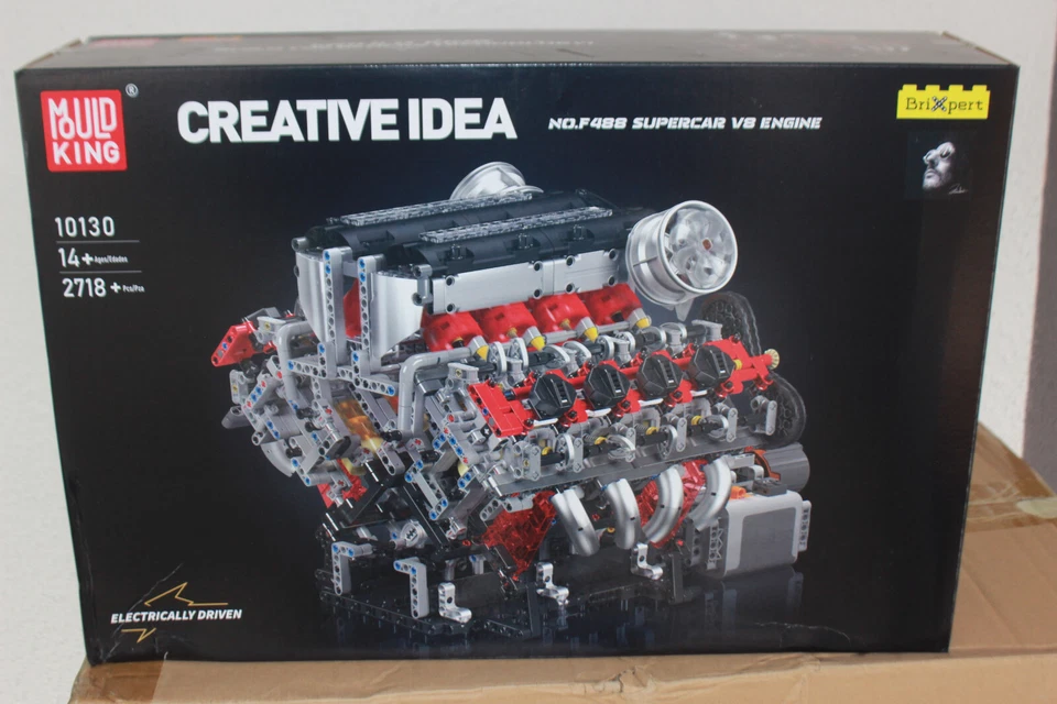 OO Mould King 10130 motor F 488 V8 pinzas kit 8 cilindros 2718 piezas NUEVO