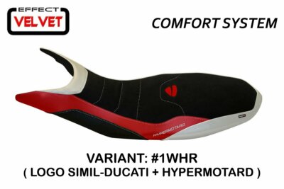 Ducati Hypermotard 939  Tappezzeria Italia white-red Seat cover Anti slip Design