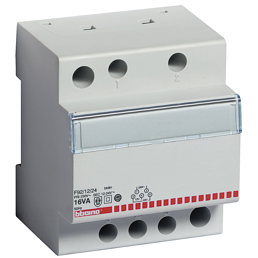BTicino Trasformatore Di Sicurezza Monofase Primario 230V Secondario 12/24V - 16