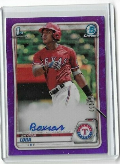 Bayron Lora 2020 Bowman Chrome 1st Purple Refractor Auto Autograph /250