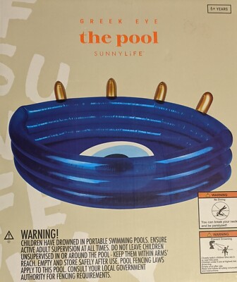 Brand New, Factory Sealed - Sunnylife Float Away Lie On Pool Floatie - Greek Eye