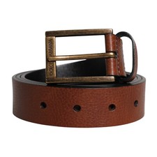 DOLCE & GABBANA Belt Brown Calf Leather Classic Metal Buckle 115cm / 46in 450usd