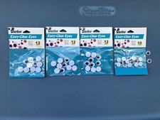 Lot Of 4 Pks Vintage Googly Eyes 12mm  10mm New/Arts/Crafts